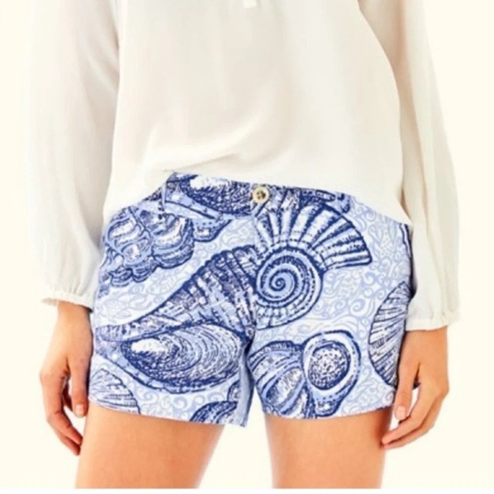 NWT Lilly Pulitzer Callahan Short 5” blue peri pop up stuffed shell size 00